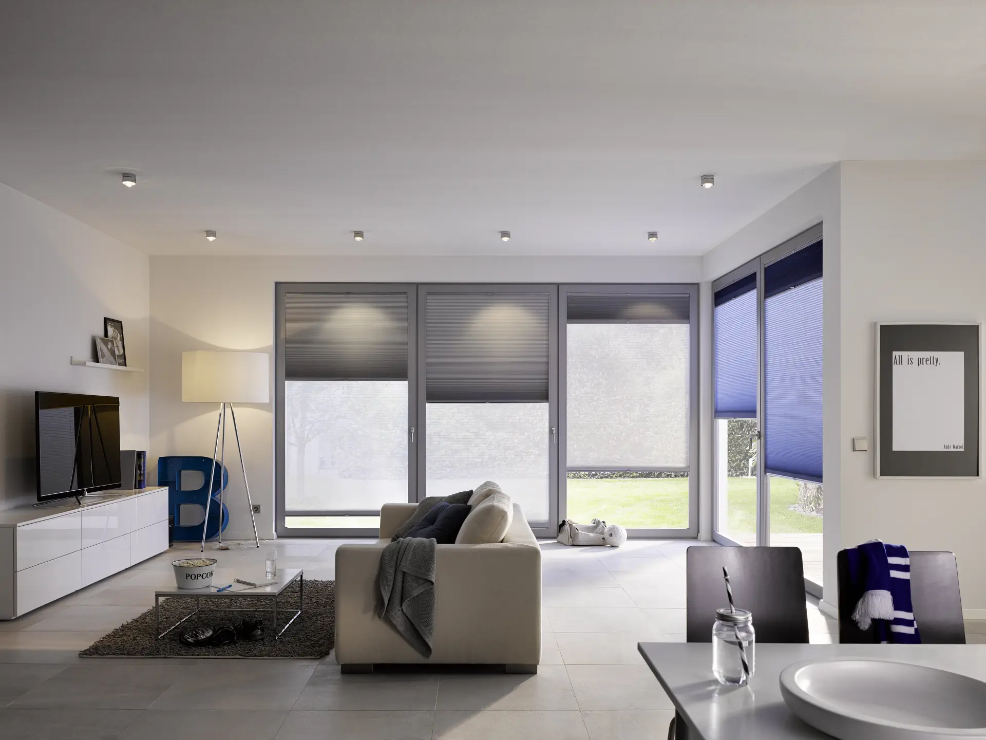 sandnes-markise_plissegardiner_duette-shades-full-room-photo-grey-and-blue-in-living-room sandnes-markise_plissegardiner_duette-shades-full-room-photo-grey-and-blue-in-living-room